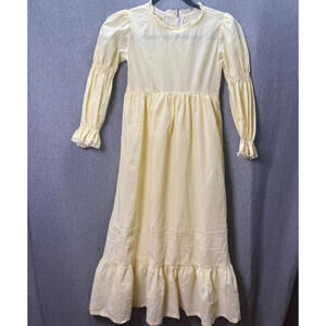 Vintage 1970s Prairie Maxi Dress Long Sleeve Girls‎ Size 8-10 Yellow